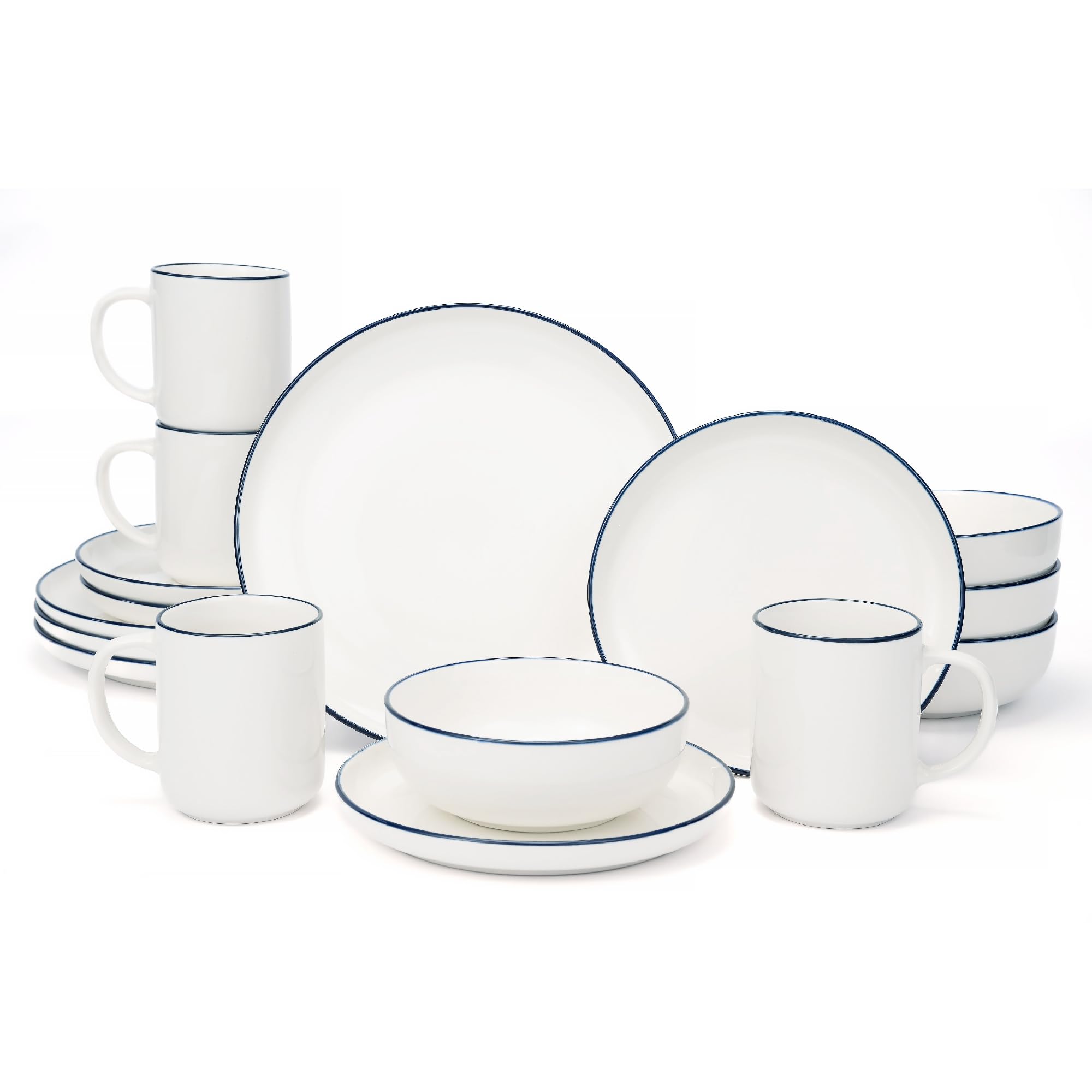 Amazon.com: OTAGO 16-Piece Dinnerware Set for 4 with 4 Mugs, White